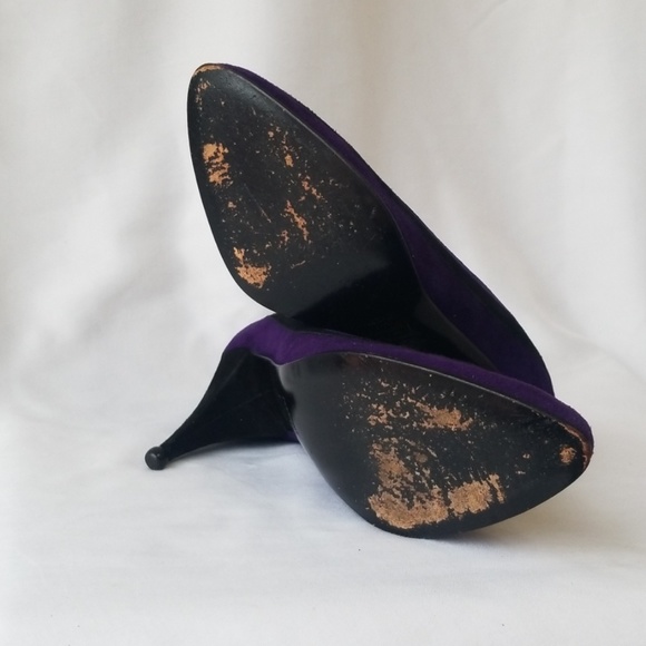Vintage Purple Striped Luc Berjen Heels Italy 38 - Picture 7 of 8